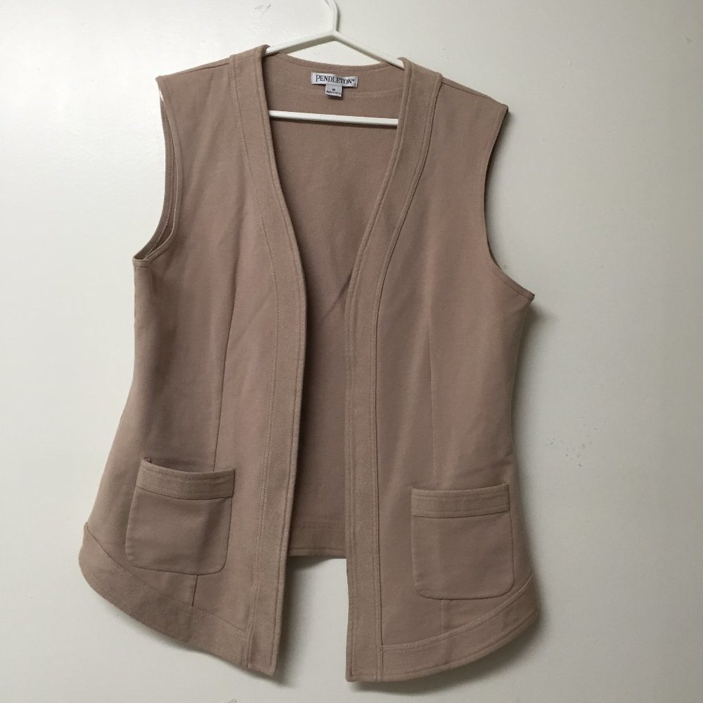 Pendleton Brown Tan Vest Pockets Cotton Size Medium